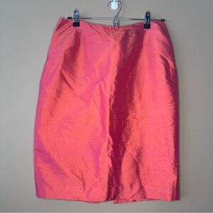 100% Silk Pencil Skirt, Bright Coral, Fully Lined, Back Zip, Dress Up or Down